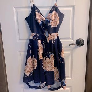 Open back flowered romper